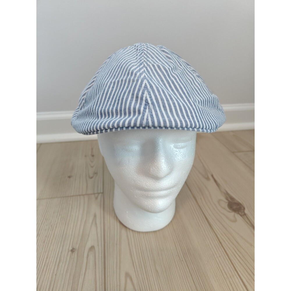 Bailey of Hollywood Breed Reiff 100% Cotton Striped Newsboy Cap Flat Hat L. NWT